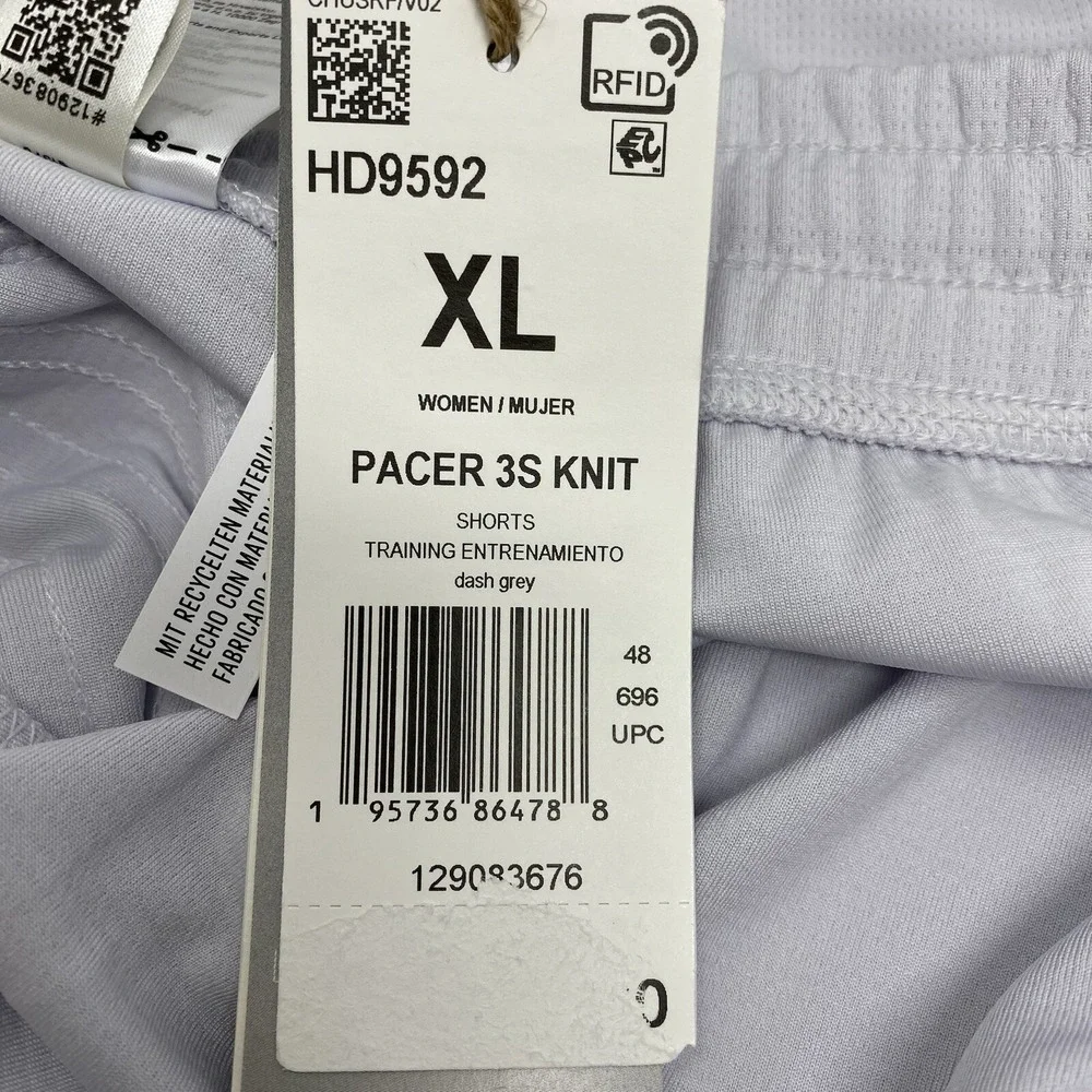 Adidas Pacer 3S Knit Shorts‎ Womens XL Dash Grey AEROREADY Training HD9592